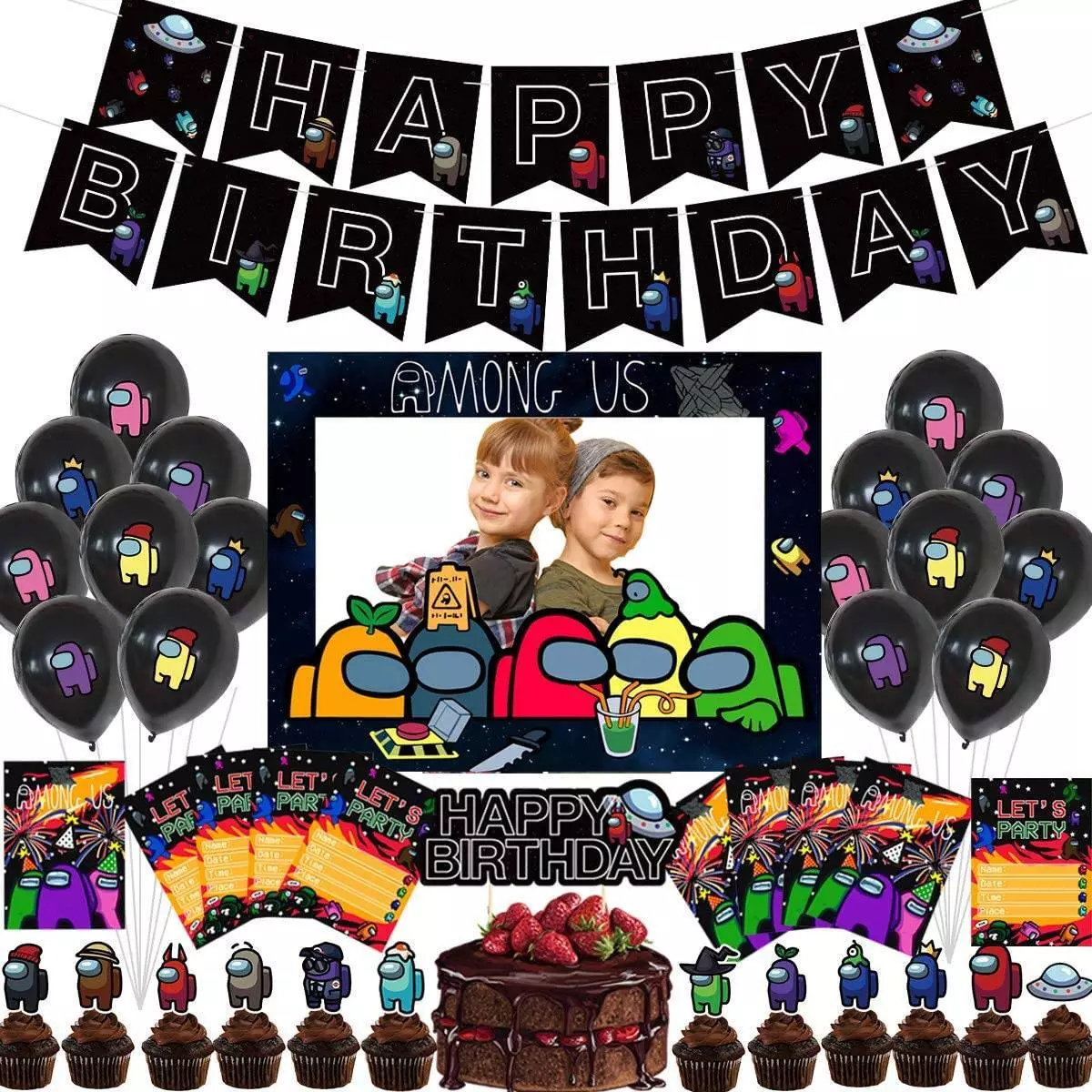 among us birthday party balloons and banner for kids all ages among us party