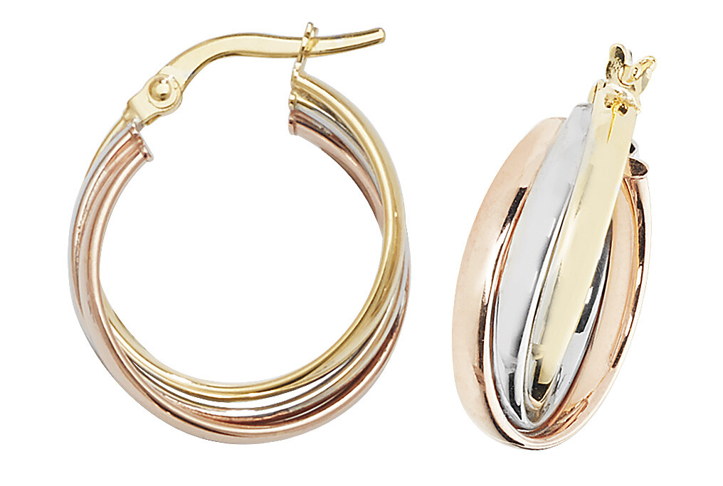 Créoles en or blanc 9 carats pour femme - Boucles d'oreilles élégantes de 15mm