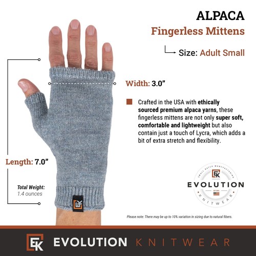Alpaca Knit Fingerless Mittens - Super Soft Baby Alpaca - Made in the USA - Picture 20 of 80
