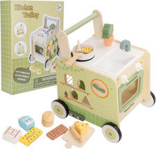 7-In-1 Wooden Baby Push Walker, Montessori Activity Center for Toddlers 1-3