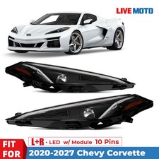 Led Headlight For 2020-2027 Chevy Corvette Wmodule Wo Motor 10 Pins Pair Led Headlight For 2020-2027 Chevy Corvette Wmodule Wo Motor 10 Pins Pair