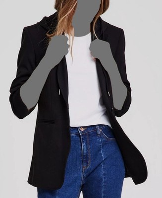 Anne Klein Women's Black Detachable Hooded Notch-Collar Jacket Coat Size XS