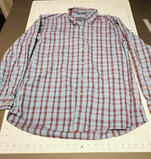 VTG Pendleton Button Up Shirt Men's Plaid Size L Broadway Cloth Blue Red