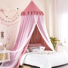 31.5inch Large Dome Bed Canopy for Girls, Double Layer Dreamy Dark Rusty-pink