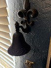 Handmade Cast Iron Fleur de Lis Wall Mounted Door Bell Brown Decorative Accent — photo 2