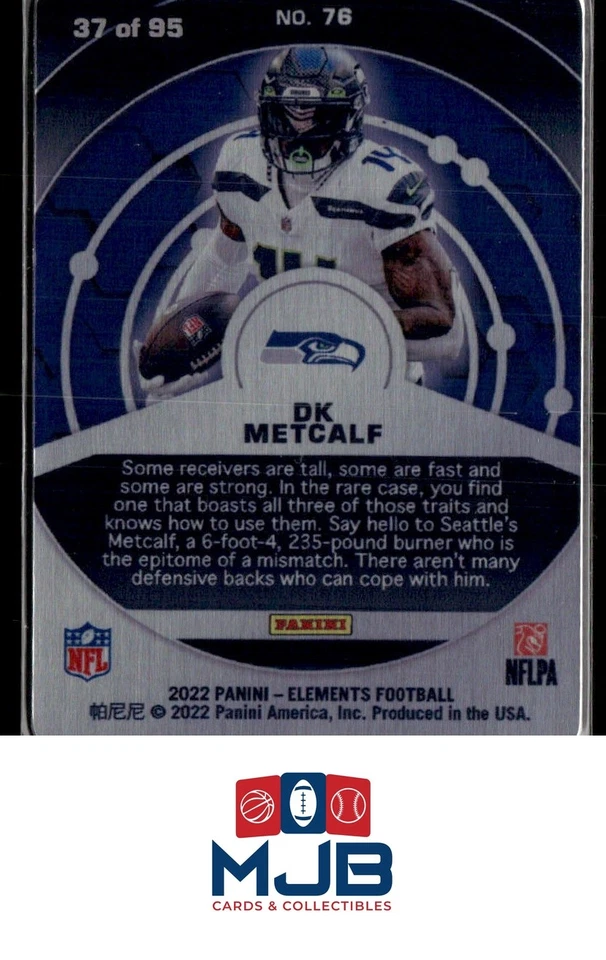 2022 Panini Elements DK Metcalf Americium #/95 #76 - Image 2 of 2