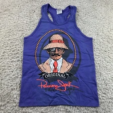 Vtg 90s Panama Jack Black Tank Top Size Medium Single Stitch Made in USA