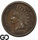 1863 Indian Head Cent Penny, Choice AU