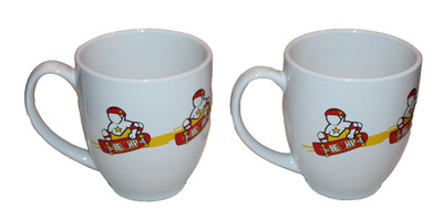 2 white skateboarding coffee mugs 16oz each lot