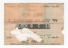 Meat Loaf 11/27/94 Birmingham UK NEC Arena Ticket Stub!