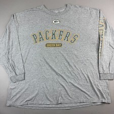 Vintage LogoAthletic Mens 2XL T Shirt Gray NFL Green Bay Packers Long Sleeve