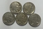 1934 1935 1936 1936-D 1937 Buffalo Nickel Lot of 5