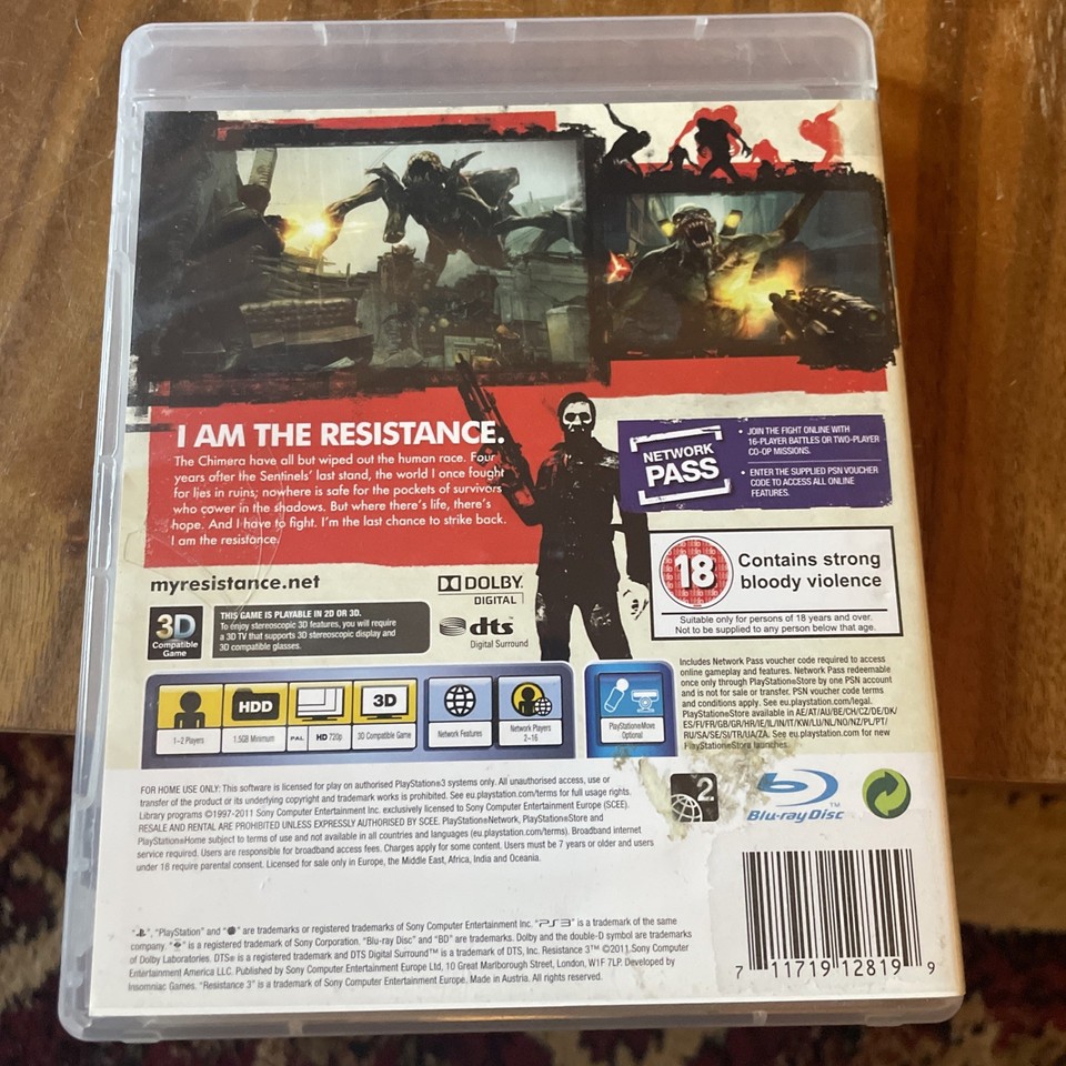 Included Picture Sony PlayStation 3 Resistance 3 Manual Included | eBay UK