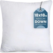 Decorative Throw Pillow Insert (18 x 18 Inches, White) – Set of 1