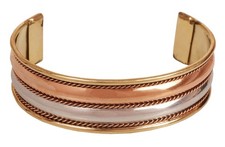 Touchstone Tibetan Indian Spiritual Buddha Bracelet Three Metal Copper Brass ...