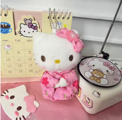 New Sanrio Kimono Hello Kitty Stuffed Doll Keychain Cartoon Kitty Cat Stuffe