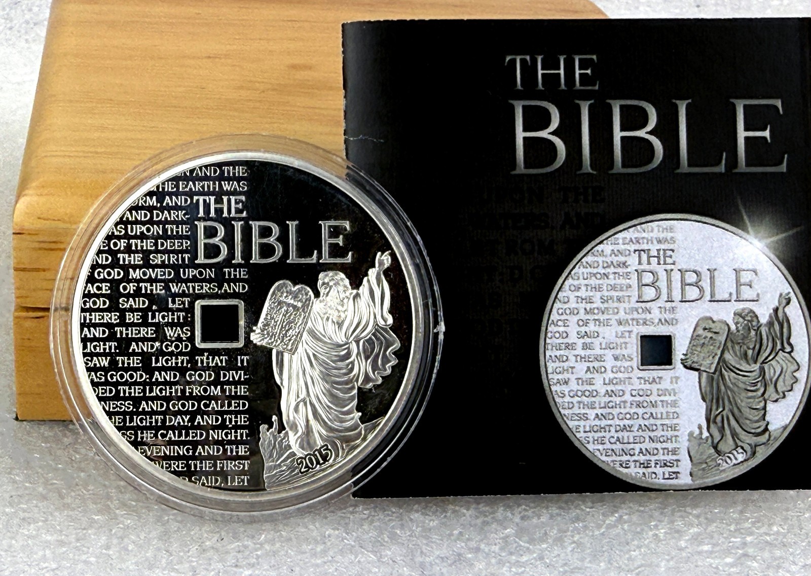 Burkina Faso 1 Unze Silber 2015 The Bible Nano Chip Holzetui Zertifikat Aufl.999