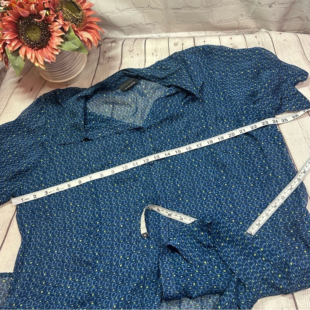 Avenue Blue chartreuse Geometric pattern sheer ra… - image 6