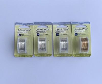 4 Pac. Artistic Wire Non-Tarnish Silver Plated 26 Gauge Craft Wire 15 Yards 3+1