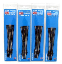 PECO 'N' GAUGE LOT OF 4 SL-396 CODE 80 MEDIUM RADIUS LEFT HAND TURNOUTS