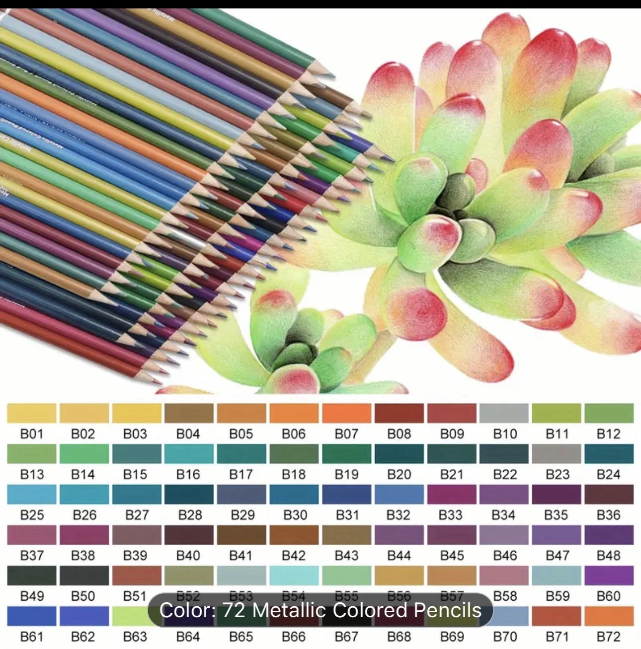 CCFOUD 72 METALLIC COLORED PENCILS NEW Shipping Included
