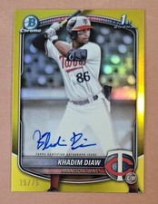Khadim Diaw 2025 Bowman Chrome Yellow Refractor 15/75 Autograph Prospect 1st 