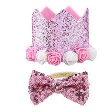 TOPINCN Pet Hat Papillon Set alla Moda Retrattile Fiore Shiny Crown Cani Gatti
