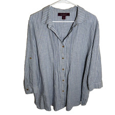 Gloria Vanderbilt Shirt Womens Large Blue Cas...