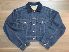American Eagle Jean Jacket Cropped Oversized Corduroy Collar Size Small