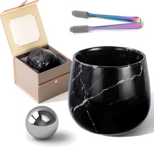 Marble Whiskey Glasses, Bourbon Gifts for Men, Freezable Old Fashioned Bourbon D