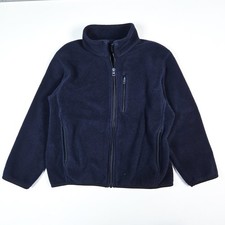 Uniqlo Fleece Jacket Kids 7-8 Navy Blue Full Zip Warm Mock Neck Sweater