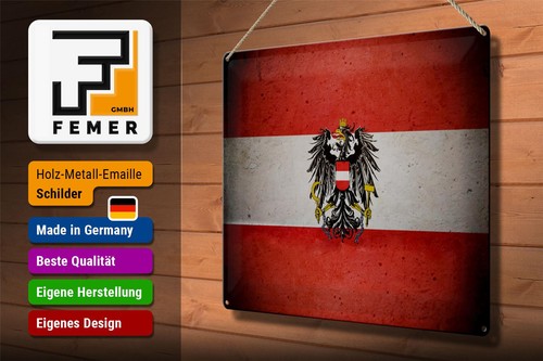 Blechschild Flagge 40x30cm Österreich Fahne Wappen - Picture 3 of 5
