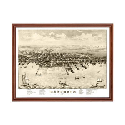 #ad #ad Old Map of Muskegon MI 1874 Vintage Muskegon Michigan Art $52.99