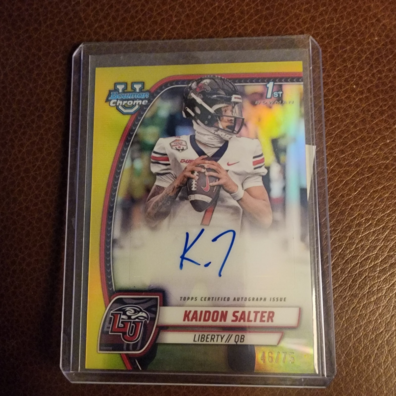 2024 1st Bowman Chrome U Kaidon Salter Yellow Refractor Auto /75 Liberty