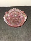 Vintage L.E. Smith “Comet In The Stars” Iridescent Pink Carnival Glass Bowl