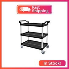 Plastic Utility Carts with Wheels, 3-Tier Rolling Cart, Restaurant Cart