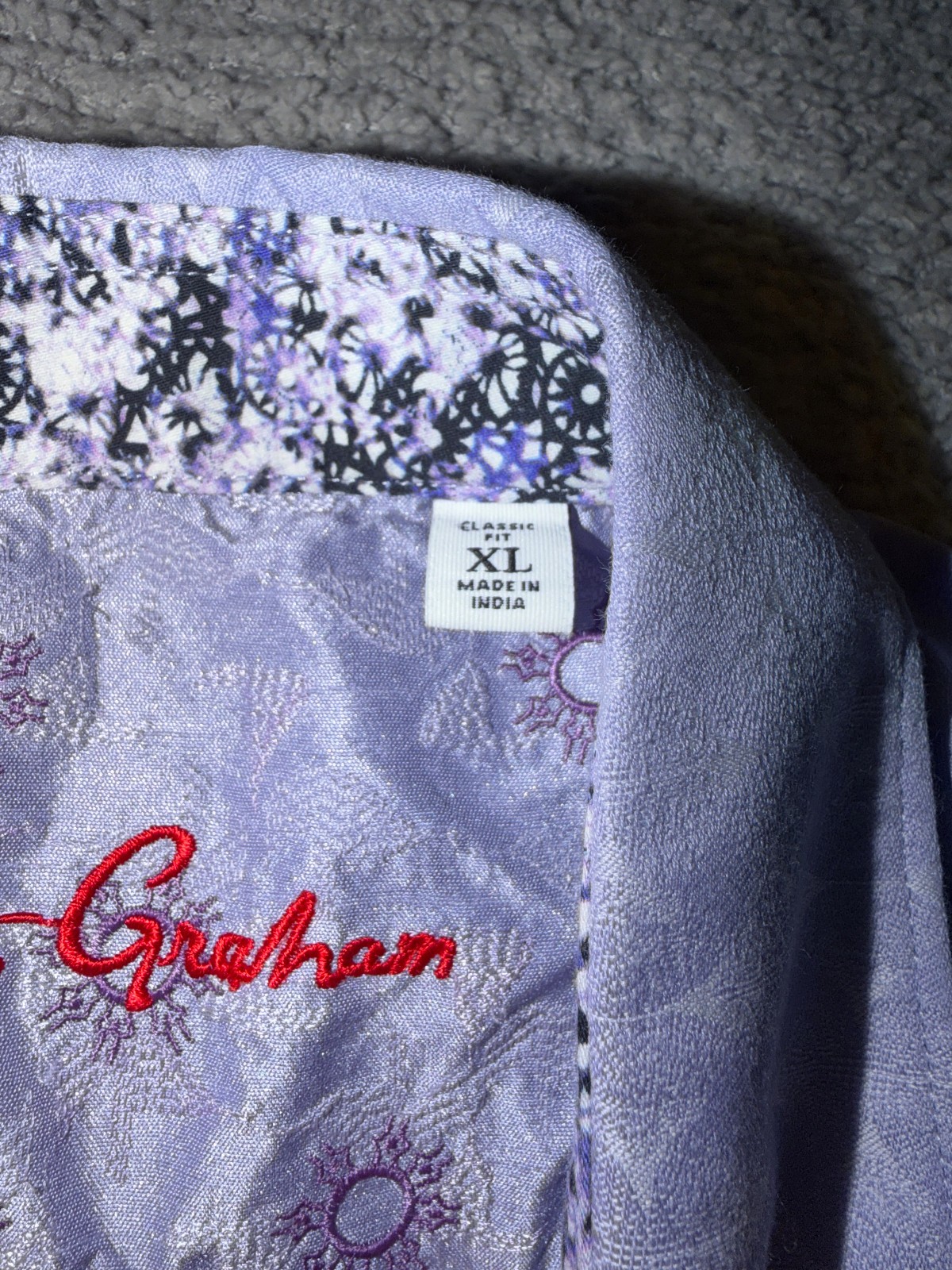 Robert Graham Purple Patterned Button-Up Shirt Fl… - image 7