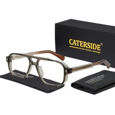 CATERSIDE Men's Pilot Anti Blue Light Glasses with Square Large Frame Flat Top D