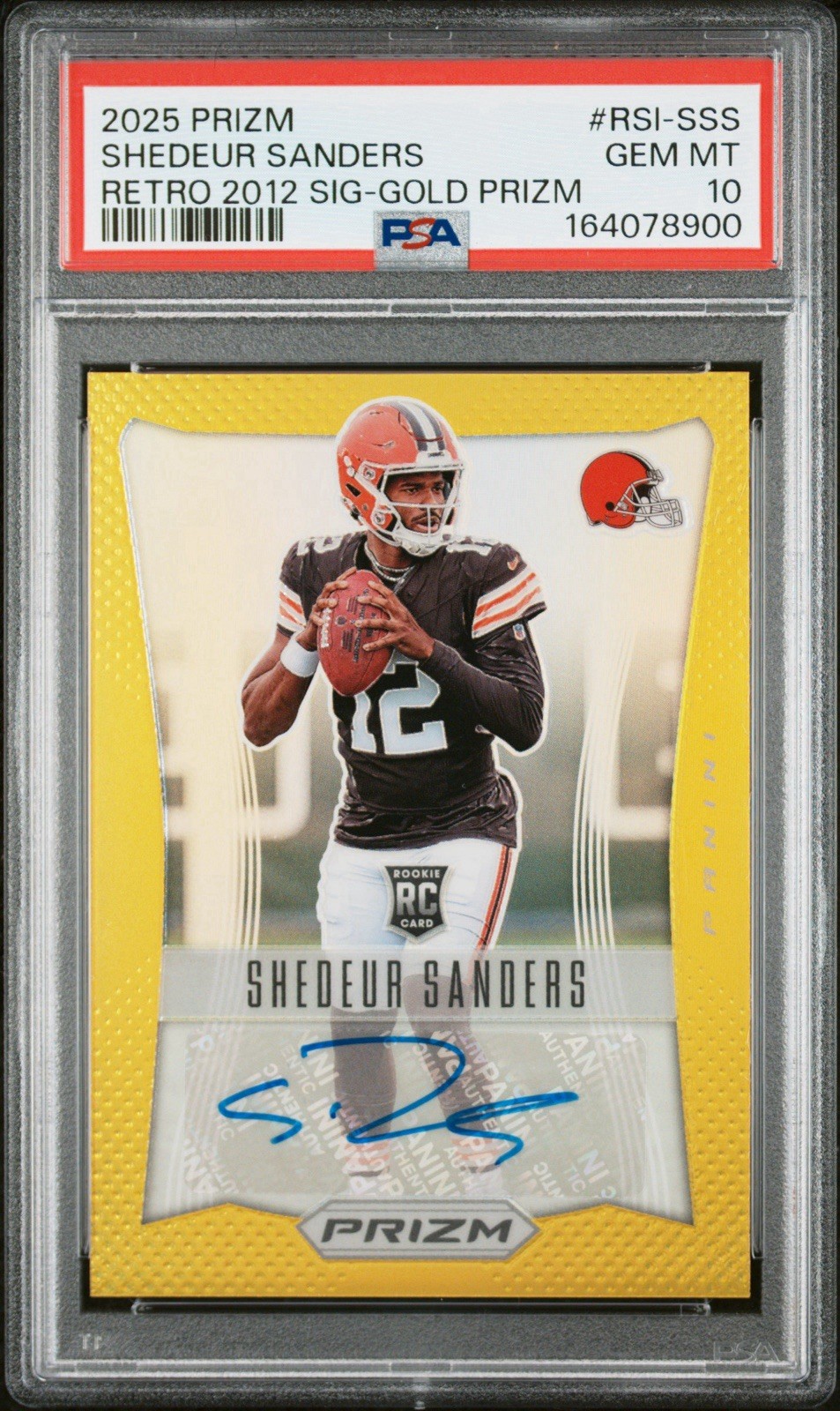 Shedeur Sanders Panini Prizm Retro 2012 Signatures #RSISSS Gold