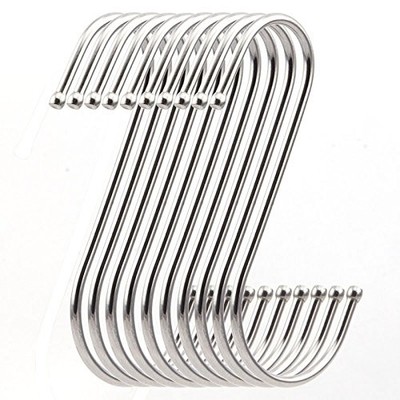 RuiLing 10 Pack Premium 4.5 inch Heavy Duty Stainless Steel S Hooks - Silver