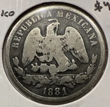 1880 Mo 50 Centavos Mexico Silver 50C Coin Mexico City Mint