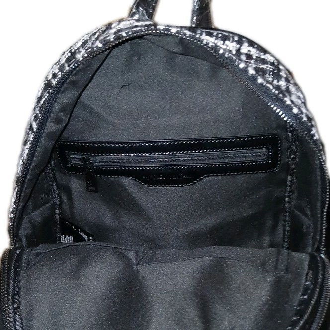 NWT Badgley Mischka Black and White Tweed Quilted Mini Backpack Badgley Mischka | Bags | Badgley Mischka Quilted Nylon  main image 4