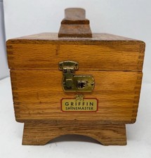 Vintage Griffin Shinemaster Wood Shoe Shine Box Kit w/ Supplies  Shoe Stretcher