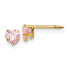 *BRAND NEW* 14k Yellow Gold Madi K 4mm Pink CZ Heart Earrings GK144