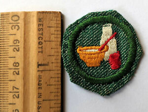 Vintage Girl Scout 1955-1960 COOK BADGE Chef Cooking Foods Dishes Milk Jar Patch