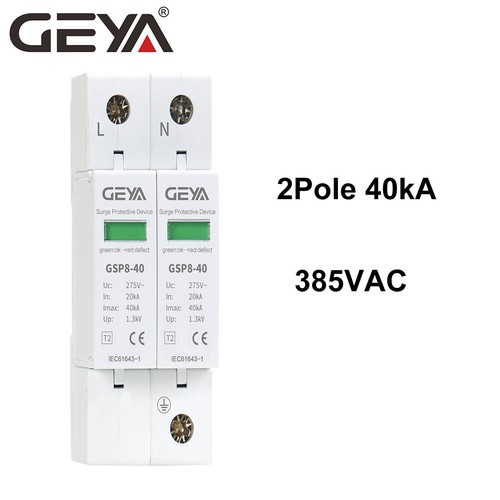 SPD Surge Protector Protective Device AC 40kA 2P 270V 385V 440V Surge Arrester - Picture 13 of 15