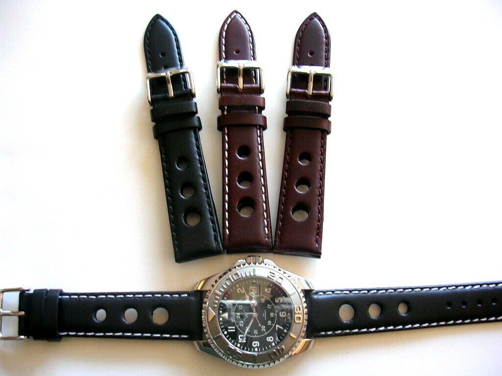 Hirsch RALLY Natural Leather Racing Watch Strap In GOLD BROWN 18mm/16mm / 120mm/80mm / Gold Buckle - Foto 9