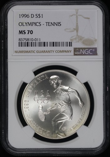 1996-D Olympics - Tennis Silver Dollar Commemorative NGC MS-70