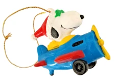 Snoopy ORNAMENT Christmas Vtg AIRPLANE PILOT 2000 Whitman Candy PVC