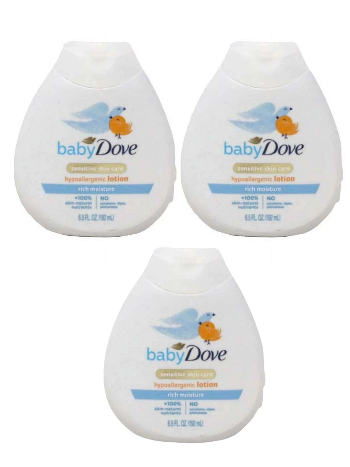 Baby Dove Sensitive Skin Care Hypoallergenic Lotion Rich Moisture 6.5oz (3 Pack)